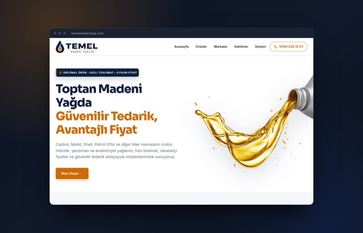 Temel Madeni Yağlar kurumsal tanıtım sitesi